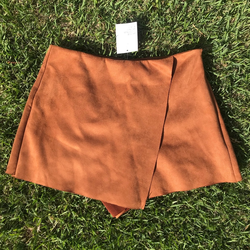 NWT Angie Suede Wrap Skort Tan